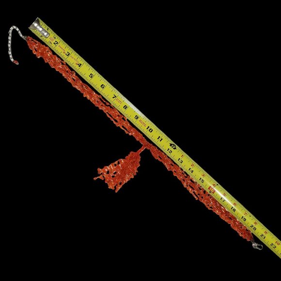 Vintage Orange Bead Necklace with a Tassel  Acrylic Bicone and Bugle Beads - Picture 6 of 13